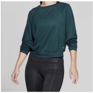 Joy Lab Sweatshirt Green Crewneck Mesh Back